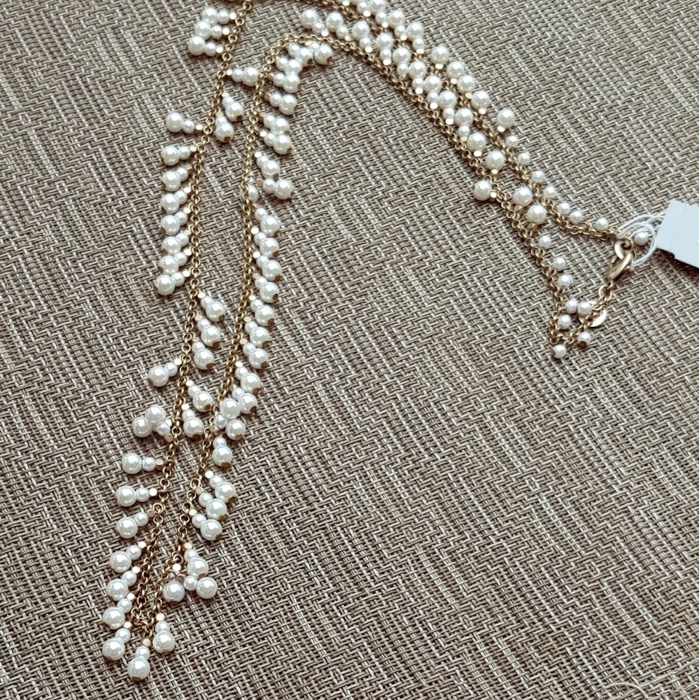 Gold Pearl Drape Statement Necklace